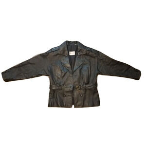 Vintage 90s Spiegel Black Leather Coat Jacket Women's Size XL GUC